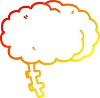 warm gradient line drawing cartoon brain vector