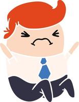 cartoon of an angry kawaii business man vector