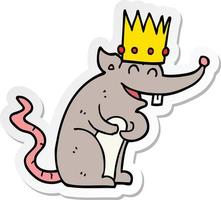 sticker of a cartoon rat king laughing vector