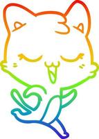 rainbow gradient line drawing cartoon cat vector