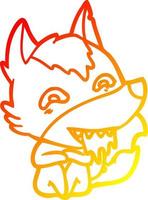 warm gradient line drawing cartoon hungry wolf vector