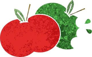 manzanas de dibujos animados de estilo de ilustración retro vector