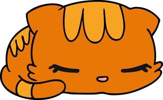 cartoon kawaii cute sleeping kitten vector