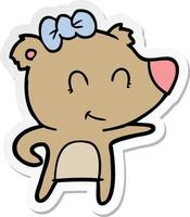 sticker of a female bear cartoon vector