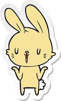 sticker of a cute cartoon rabbit vector