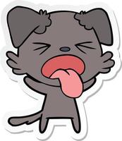 sticker of a cartoon disgusted dog vector