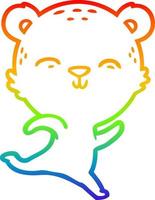 rainbow gradient line drawing happy cartoon bear vector