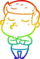 rainbow gradient line drawing cartoon model guy pouting vector