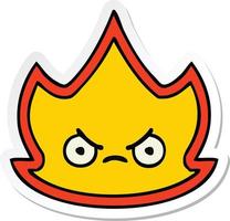 sticker of a cute cartoon fire flame vector