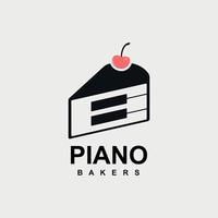 un diseño de logotipo de comida de pastel con una mezcla de imagen de piano vector