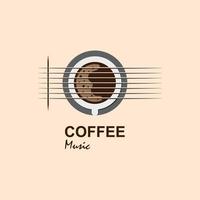 concepto de diseño de logotipo de café con mezcla de imágenes de cuerdas de guitarra vector