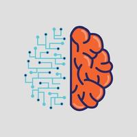 mezcla de diseño de inteligencia cerebral e inteligencia artificial vector