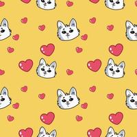 beautiful pattern with cats and a heart, suitable for drawing, wallpaper, prints, postcards, printing, vector illustration.