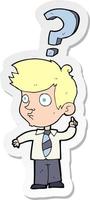 sticker of a cartoon man asking question vector
