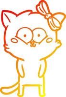 warm gradient line drawing cartoon cat vector