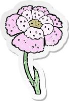 retro distressed sticker of a cartoon flower vector