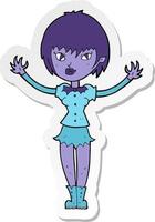 sticker of a cartoon vampire girl vector