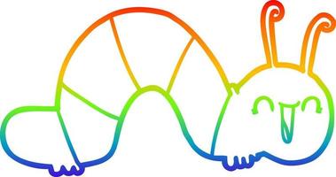 rainbow gradient line drawing cartoon happy caterpillar vector