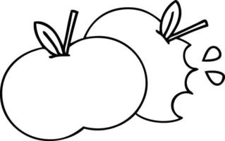 line drawing cartoon juicy apple vector