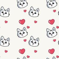 beautiful pattern with cats and a heart, suitable for drawing, wallpaper, prints, postcards, printing, vector illustration.