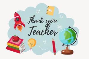 happy teachers day vector illustration with school equipment for poster, brochure, banner and greeting card