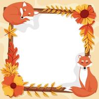 Fall Border Background with Animal vector