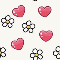 Seamless pattern in the form of hearts and flowers of color on a white background. With love, Valentine's Day. Vector illustration