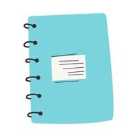 Flat blue notebook icon for school, vector illustration