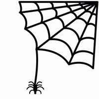 web vectorial y una pequeña araña sobre un fondo blanco, ilustración para halloween. vector