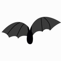 vector illustration of a flying black bat with large wings, halloween.