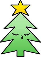 gradient shaded cartoon christmas tree vector