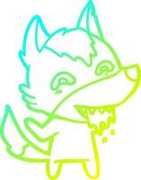 cold gradient line drawing cartoon hungry wolf vector