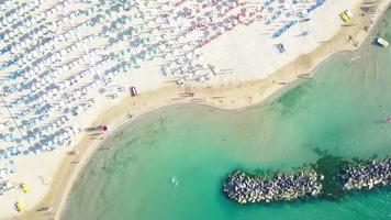 Beach and rocks depicted by drone video