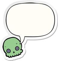 cartoon skull and speech bubble sticker vector