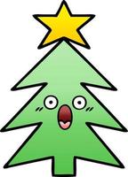 gradient shaded cartoon christmas tree vector