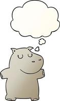 cartoon hippo and thought bubble in smooth gradient style vector
