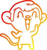 warm gradient line drawing cartoon laughing monkey vector