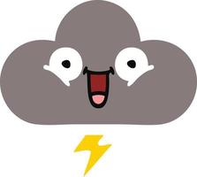 flat color retro cartoon storm cloud vector