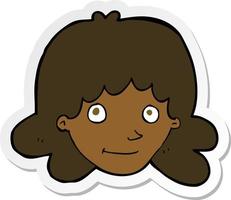 sticker of a cartoon happy female face vector