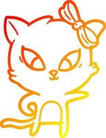 warm gradient line drawing cartoon cat vector