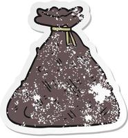 distressed sticker of a cartoon old hessian sack vector