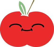 manzana roja de dibujos animados retro de color plano vector