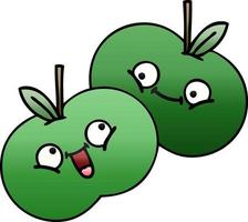 manzanas de dibujos animados sombreadas degradadas vector