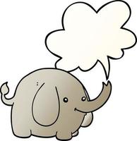 cartoon elephant and speech bubble in smooth gradient style vector