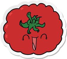 sticker of a cartoon happy tomato vector