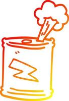 warm gradient line drawing cartoon fizzy drinks can vector