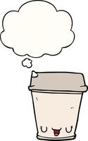 cartoon coffee cup and thought bubble vector