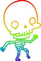 rainbow gradient line drawing cute dancing skeleton vector