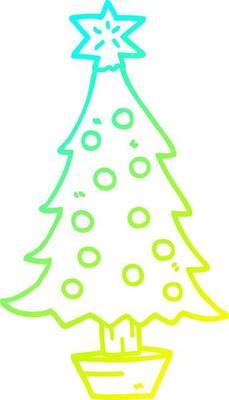cold gradient line drawing cartoon christmas tree