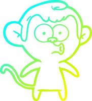 cold gradient line drawing cartoon hooting monkey vector